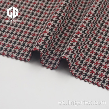 Tejido de poliéster jacquard pata de gallo con elastano